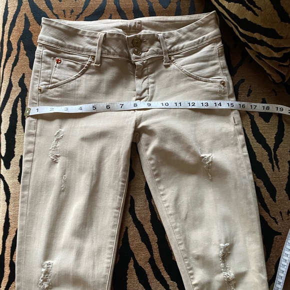 Hudson Collin Skinny Jeans distressed khaki ecru jeans Size 26 - Picture 5 of 8